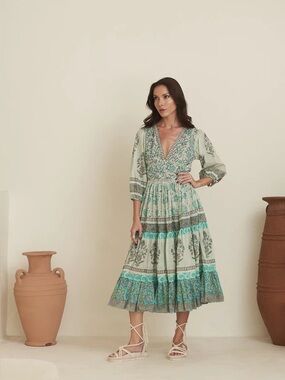 Mo Maya Honeydew Flare Dress